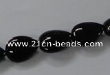 CAB745 15.5 inches 10*14mm flat teardrop black agate gemstone beads