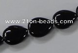 CAB746 15.5 inches 12*16mm flat teardrop black agate gemstone beads