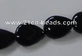 CAB747 15.5 inches 13*18mm flat teardrop black agate gemstone beads