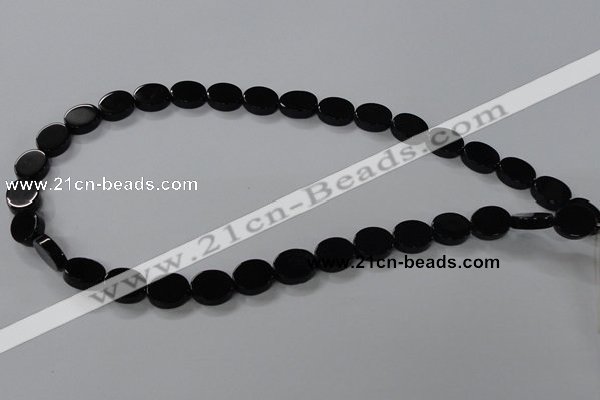 CAB750 15.5 inches 10*12mm oval black agate gemstone beads