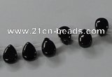 CAB752 15.5 inches 6*8mm top-drilled flat teardrop black agate beads