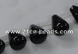 CAB754 15.5 inches 8*10mm top-drilled teardrop black agate beads