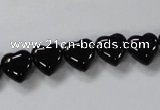 CAB755 15.5 inches 10*10mm top-drilled heart black agate beads