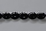 CAB756 15.5 inches 8*10mm oval black agate gemstone beads wholesale