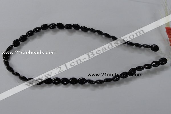 CAB756 15.5 inches 8*10mm oval black agate gemstone beads wholesale