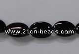 CAB757 15.5 inches 10*14mm oval black agate gemstone beads wholesale