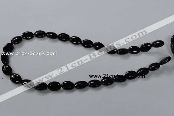 CAB757 15.5 inches 10*14mm oval black agate gemstone beads wholesale