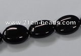 CAB758 15.5 inches 12*16mm oval black agate gemstone beads wholesale