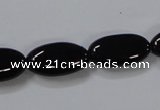 CAB760 15.5 inches 10*20mm oval black agate gemstone beads wholesale