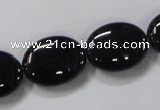 CAB761 15.5 inches 15*20mm oval black agate gemstone beads wholesale