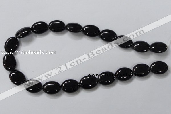 CAB761 15.5 inches 15*20mm oval black agate gemstone beads wholesale