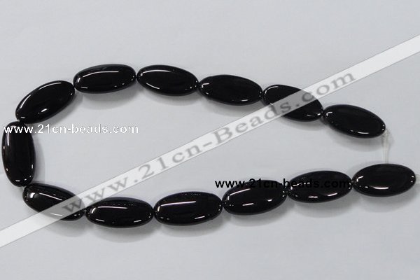 CAB763 15.5 inches 15*30mm oval black agate gemstone beads wholesale