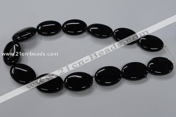 CAB764 15.5 inches 22*30mm oval black agate gemstone beads wholesale