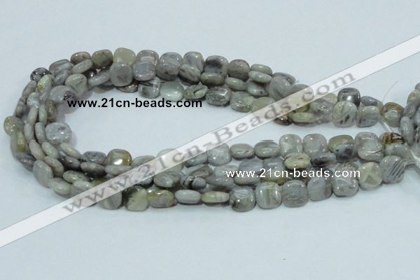 CAB77 15.5 inches 12*12mm square silver needle agate gemstone beads