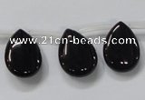 CAB772 15.5 inches 15*20mm top-drilled flat teardrop black agate beads