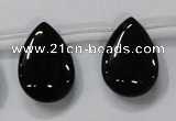 CAB773 15.5 inches 18*25mm top-drilled flat teardrop black agate beads