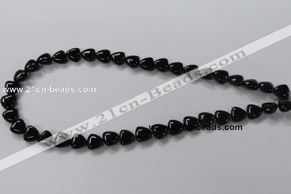 CAB775 15.5 inches 10*10mm triangle black agate gemstone beads