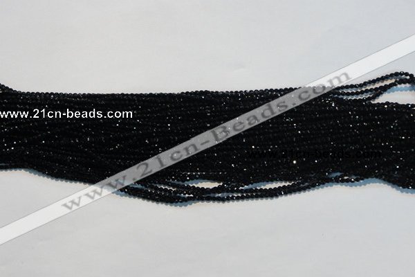 CAB780 15.5 inches 2mm faceted round black agate gemstone beads