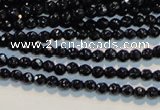 CAB781 15.5 inches 3mm faceted round black agate gemstone beads