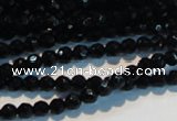 CAB782 15.5 inches 4mm faceted round black agate gemstone beads