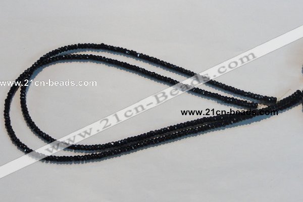 CAB785 15.5 inches 2*4mm faceted rondelle black agate gemstone beads