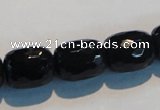 CAB788 15.5 inches 13*16mm faceted egg black agate gemstone beads