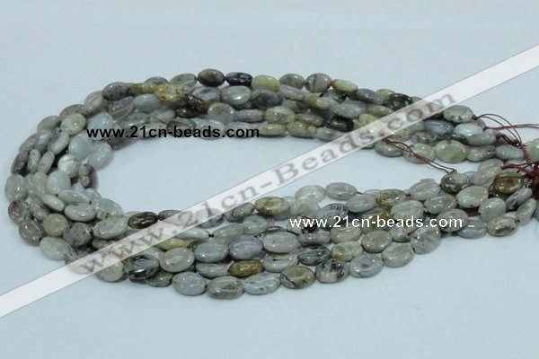 CAB79 15.5 inches 8*12mm oval silver needle agate gemstone beads