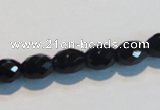 CAB790 15.5 inches 8*10mm faceted rice black agate gemstone beads