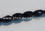 CAB791 15.5 inches 8*12mm faceted rice black agate gemstone beads