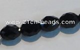 CAB792 15.5 inches 9*12mm faceted rice black agate gemstone beads