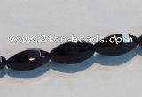 CAB793 15.5 inches 8*16mm faceted rice black agate gemstone beads