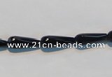 CAB798 15.5 inches 5*16mm faceted teardrop black gemstone agate beads