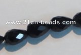 CAB799 15.5 inches 9*14mm faceted teardrop black gemstone agate beads