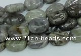 CAB80 15.5 inches 10*14mm oval silver needle agate gemstone beads