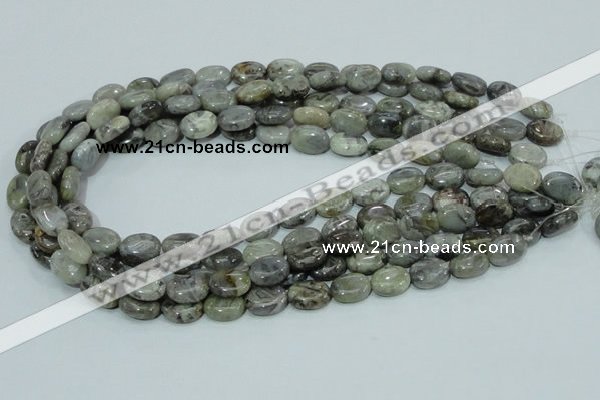 CAB80 15.5 inches 10*14mm oval silver needle agate gemstone beads