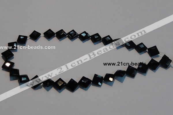 CAB803 15.5 inches 10*10mm faceted diamond black gemstone agate beads