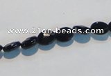 CAB805 15.5 inches 6*8mm faceted oval black gemstone agate beads