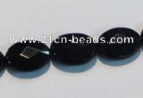 CAB807 15.5 inches 12*16mm faceted oval black gemstone agate beads