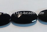 CAB808 15.5 inches 15*30mm faceted oval black gemstone agate beads