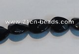 CAB811 15.5 inches 10*14mm faceted & flat teardrop black agate beads