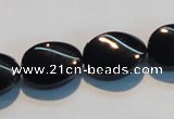 CAB814 15.5 inches 13*18mm twisted oval black agate gemstone beads