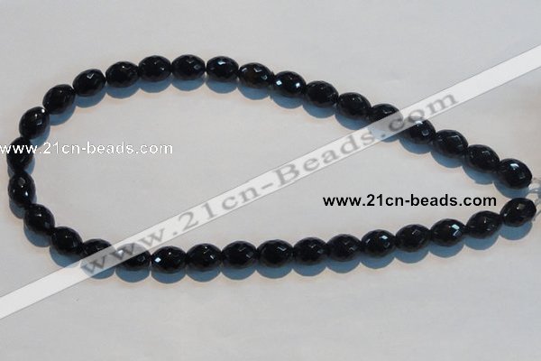 CAB817 15.5 inches 10*12mm faceted rice black agate gemstone beads