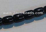 CAB819 15.5 inches 10*12mm drum black agate gemstone beads wholesale