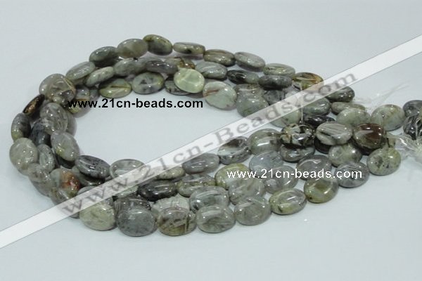 CAB82 15.5 inches 13*18mm oval silver needle agate gemstone beads