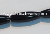 CAB821 15.5 inches 10*30mm rice black agate gemstone beads wholesale