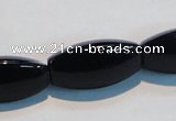 CAB822 15.5 inches 12*24mm rice black agate gemstone beads wholesale