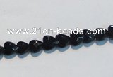 CAB824 15.5 inches 6*6mm faceted heart black agate gemstone beads