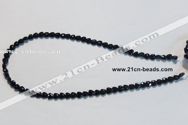 CAB824 15.5 inches 6*6mm faceted heart black agate gemstone beads