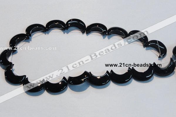 CAB826 15.5 inches 10*20mm moon black agate gemstone beads wholesale