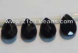 CAB828 10*14mm top-drilled teardrop black agate gemstone beads